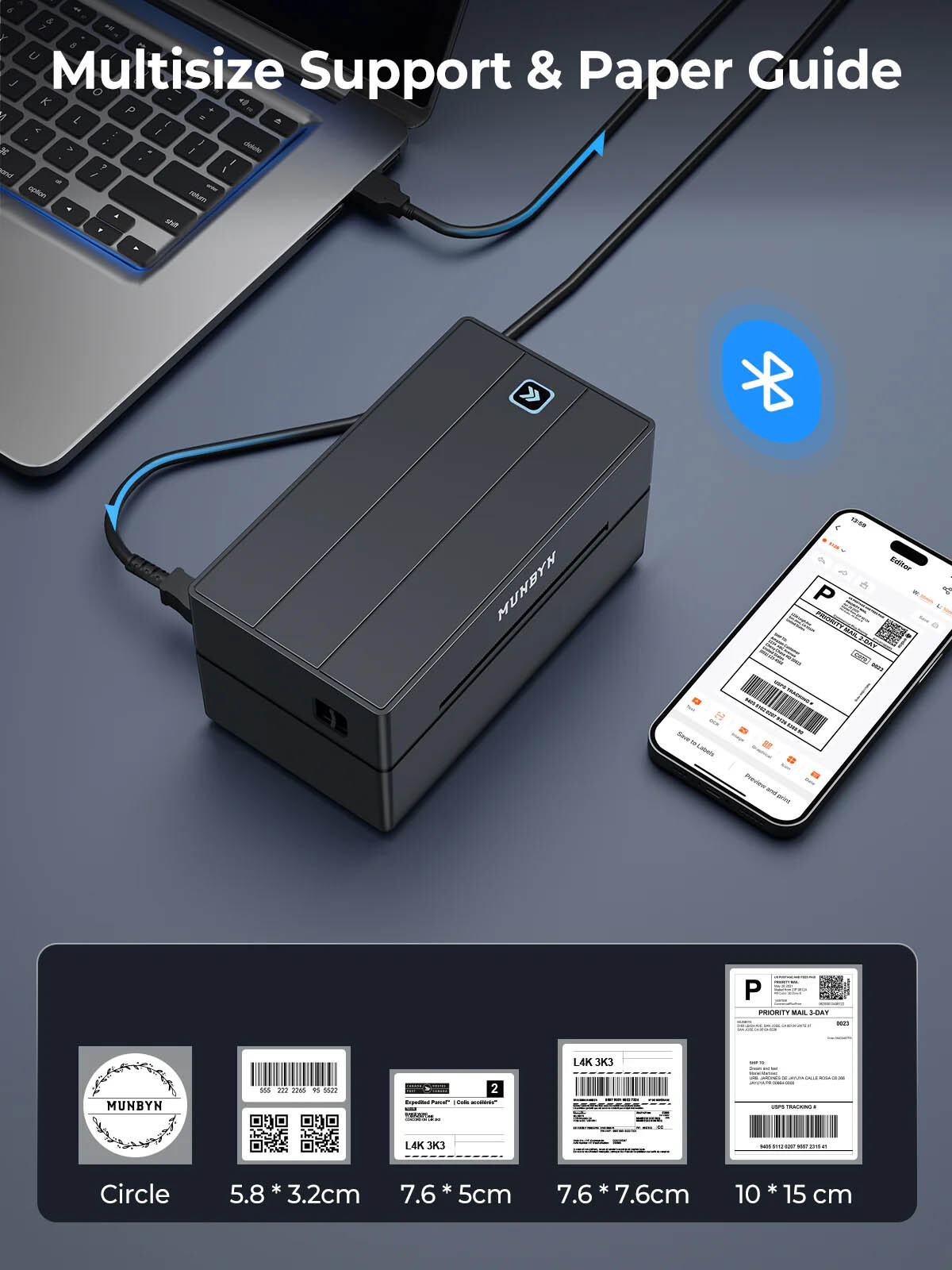 خرید و قیمت پرینتر رو میزی لیبل زن حرارتی MUNBYN ITPP130B - لاکچری لپ تاپ