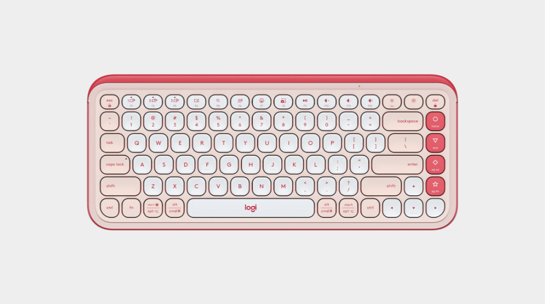  کیبورد بلوتوثی لاجیتک POP Icon Keys سفید صورتی کم‌رنگ 