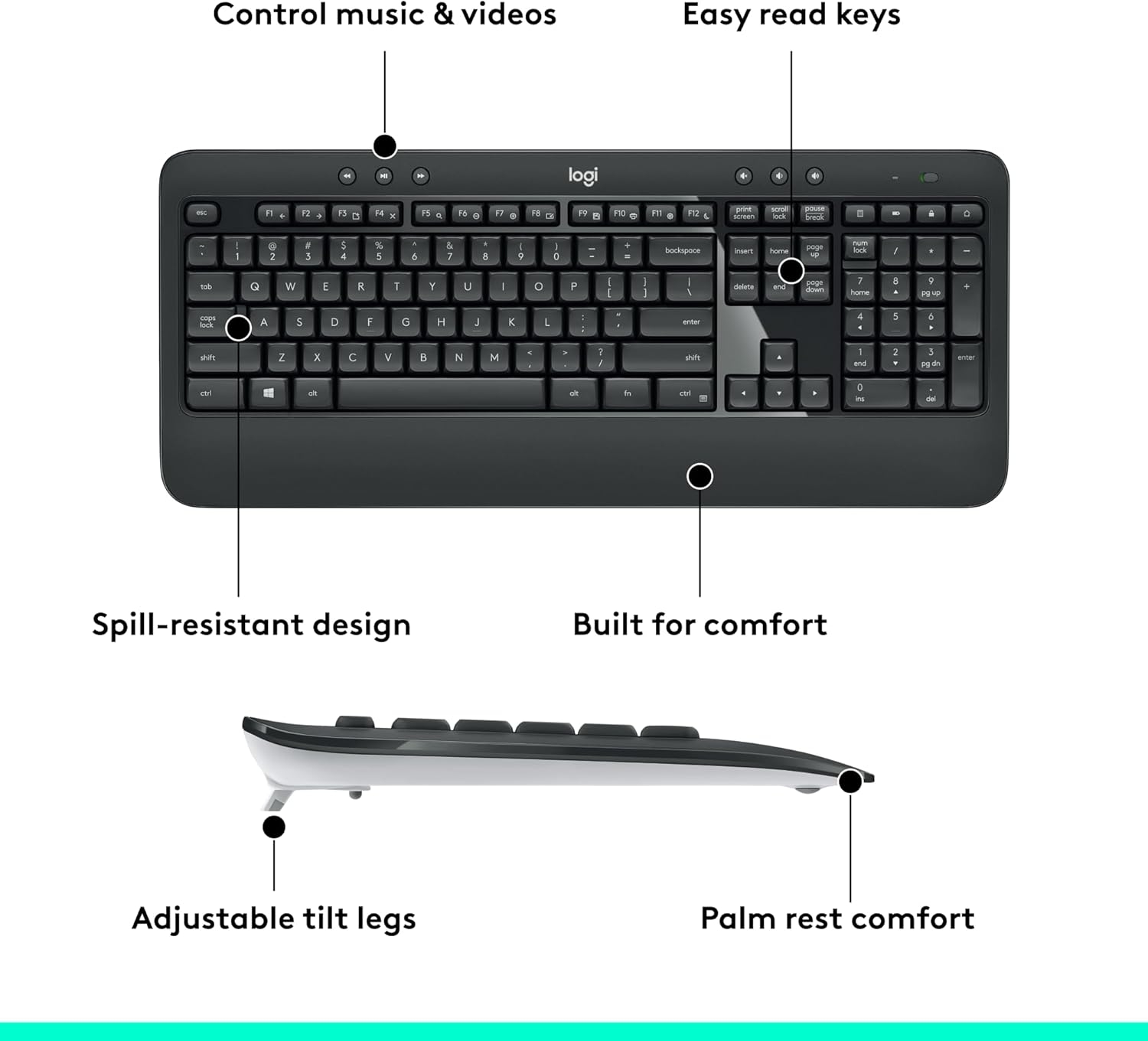  ست بی سیم Logitech MK540 Advanced با برد 10 متر و عمر باتری طولانی 