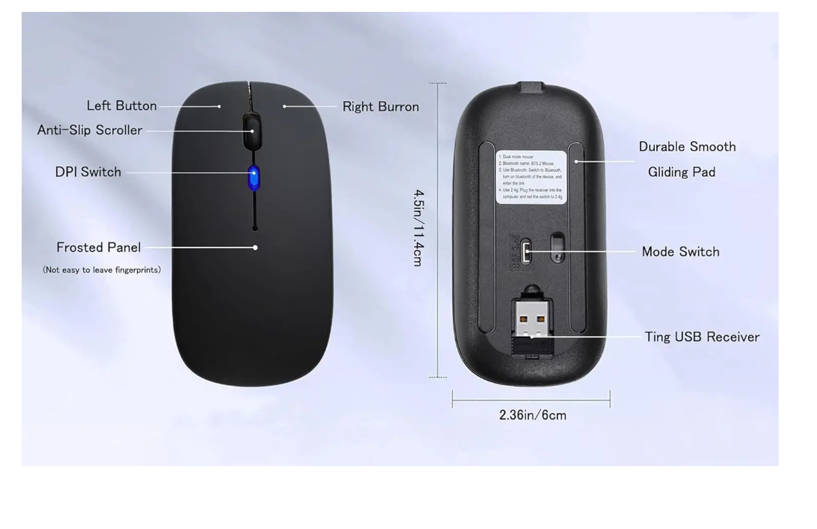 خرید و قیمت موس بی سیم دو حالته شارژی WREANU 2.4GHz & Bluetooth Mouse RGB