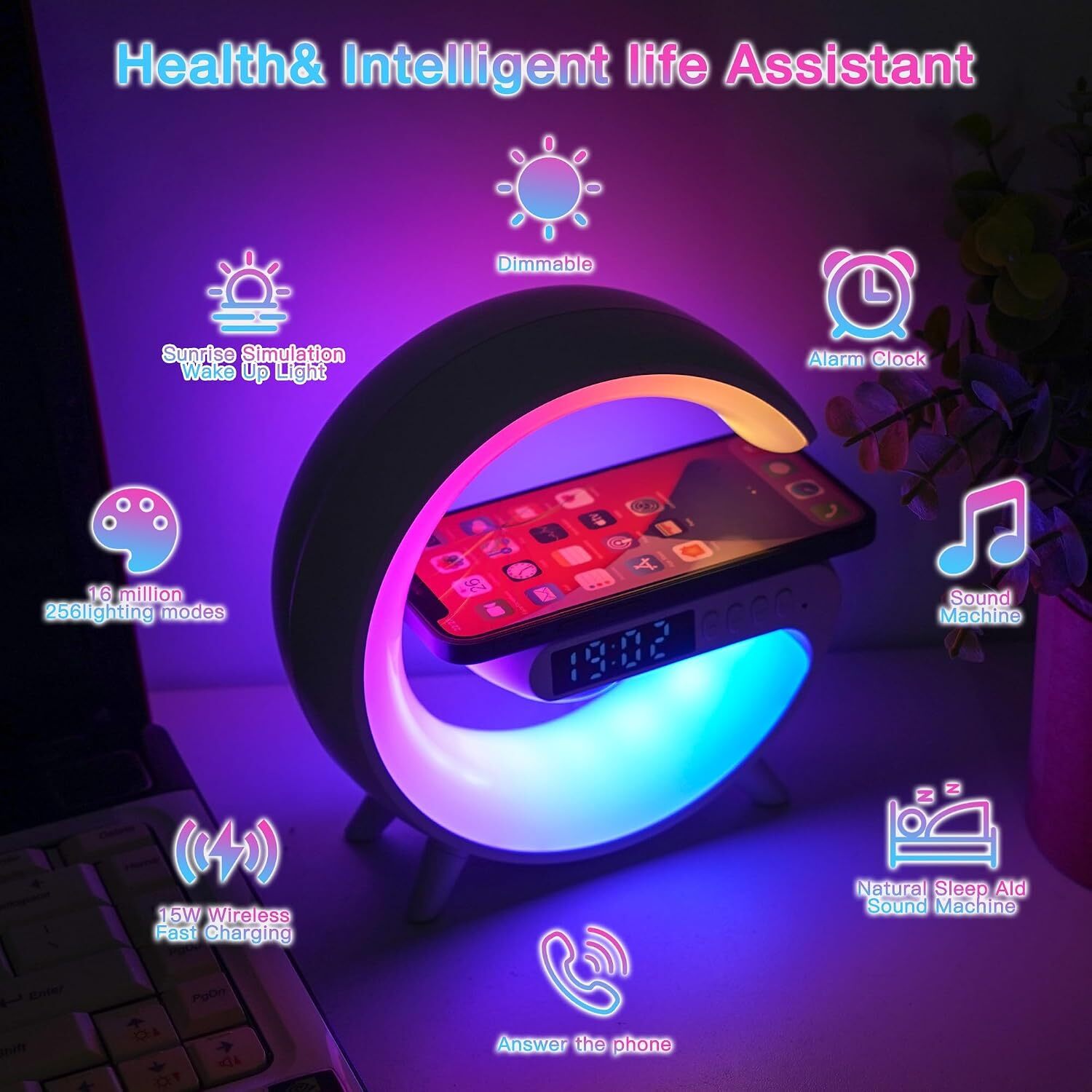  شارژر وایرلس ۱۵ وات Domigard Machined G RGB برای شارژ بی‌سیم گوشی‌های سازگار 