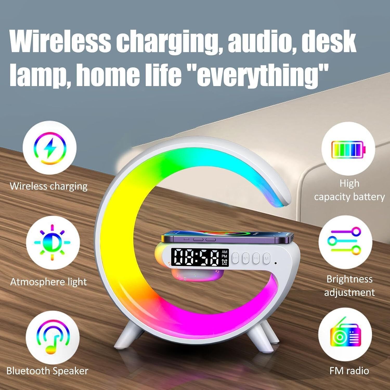  چراغ خواب RGB اسپیکر Domigard Machined G با نورپردازی رنگی و جذاب برای اتاق 
