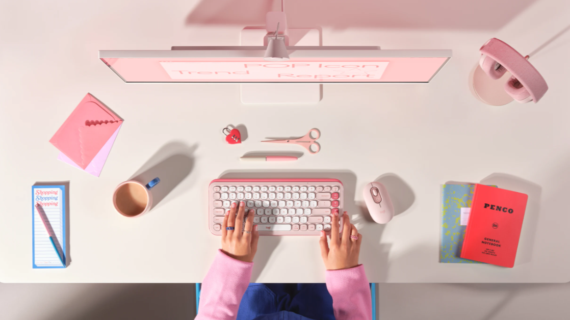  اتصال همزمان به ۳ دستگاه با کیبورد بلوتوثی Logitech POP Icon رز 