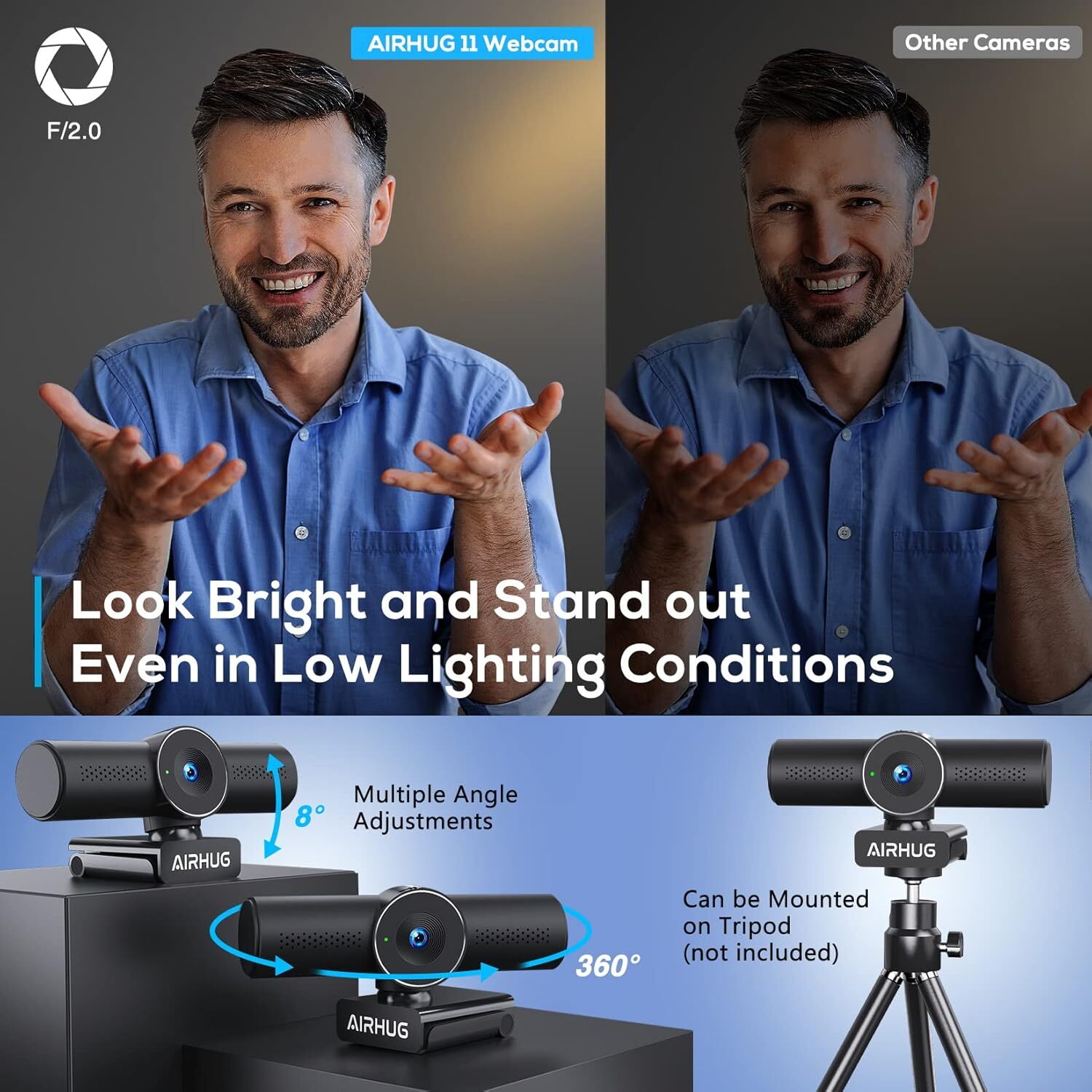 وب کم 2K QHD resolution 30fps ایرهوک AIRHUG 11 | لاکچری لپ تاپ