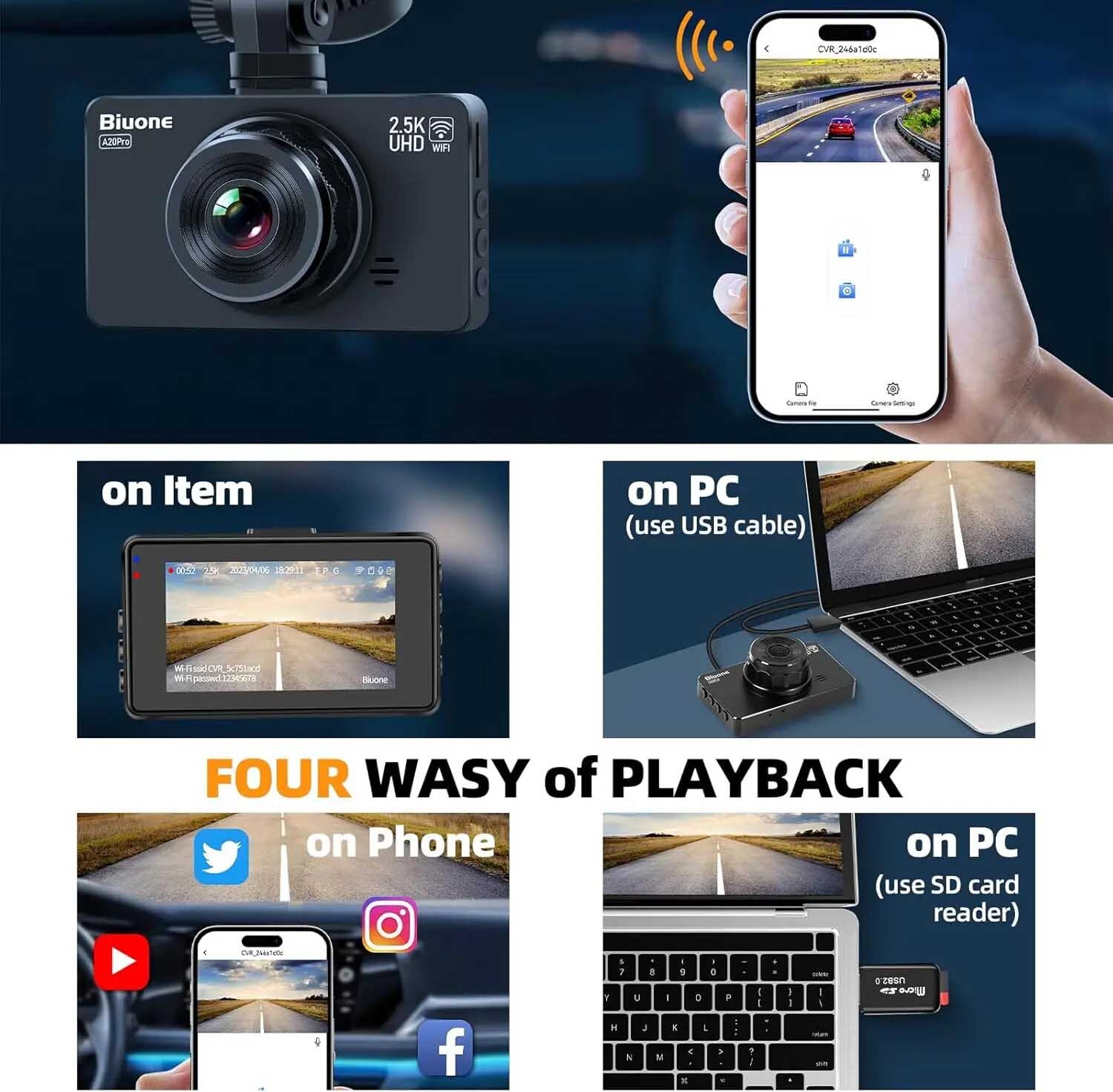 قیمت دوربین خودرو Biuone A20Pro 2.5K 