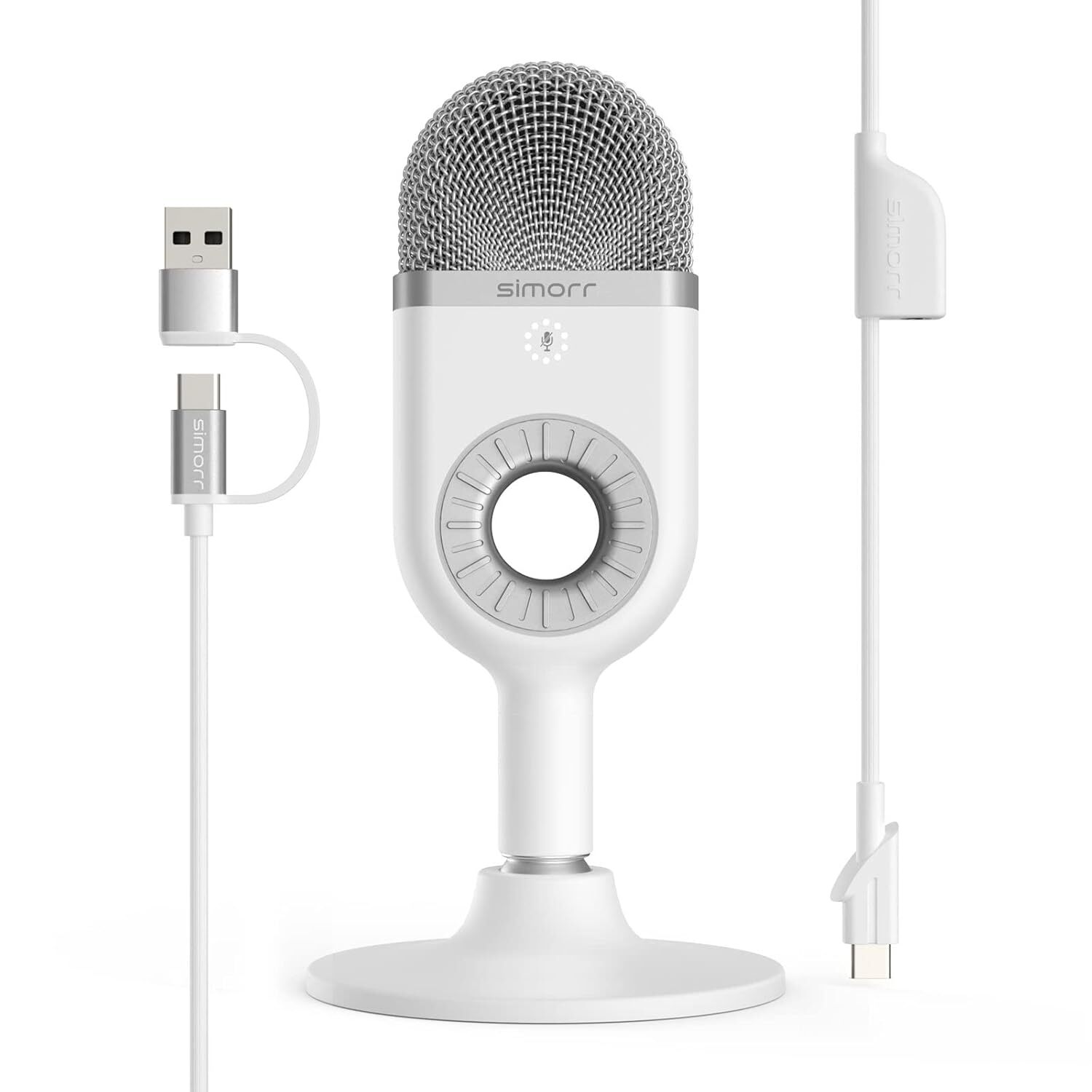  میکروفون سیمی سیمور Simorr Wave U1 رنگ سفید | لاکچری لپ تاپ 