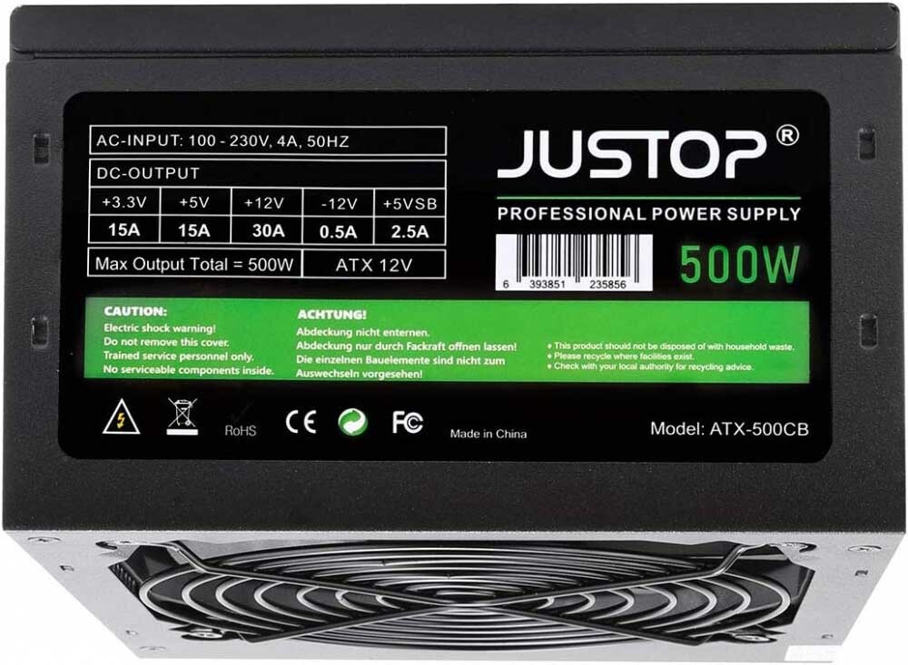  خرید و قیمت پاور 500 وات JUSTOP ATX-500B | لاکچری لپ تاپ 