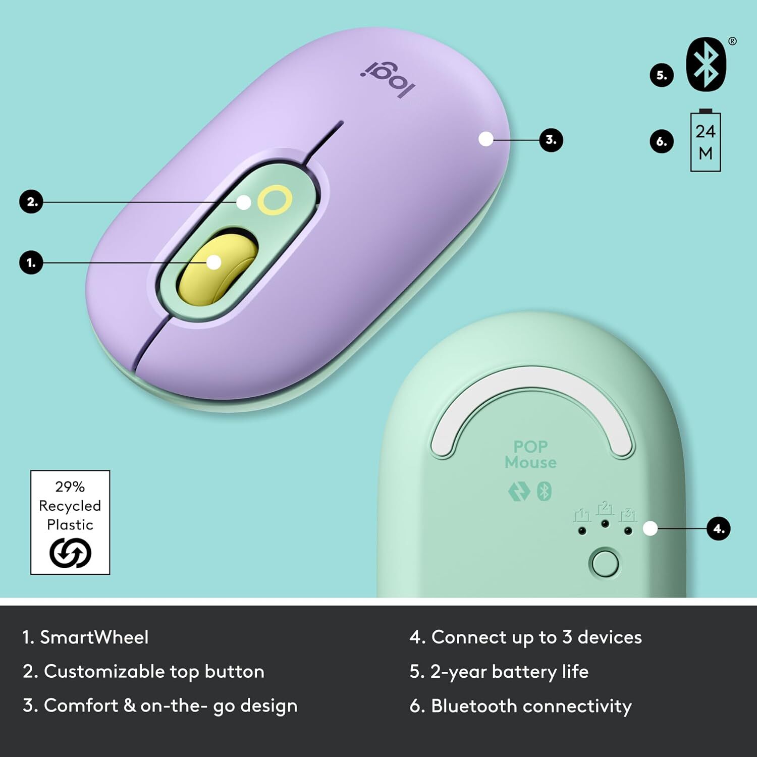  موس Logitech Pop Mouse | لاکچری لپ تاپ 