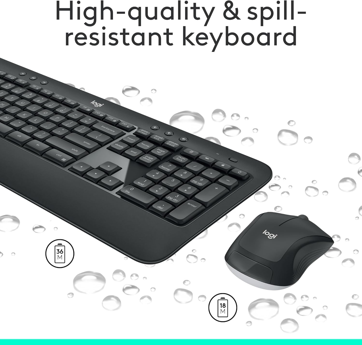  نمای زاویه دار کیبورد و موس بی سیم Logitech MK540 Advanced 
