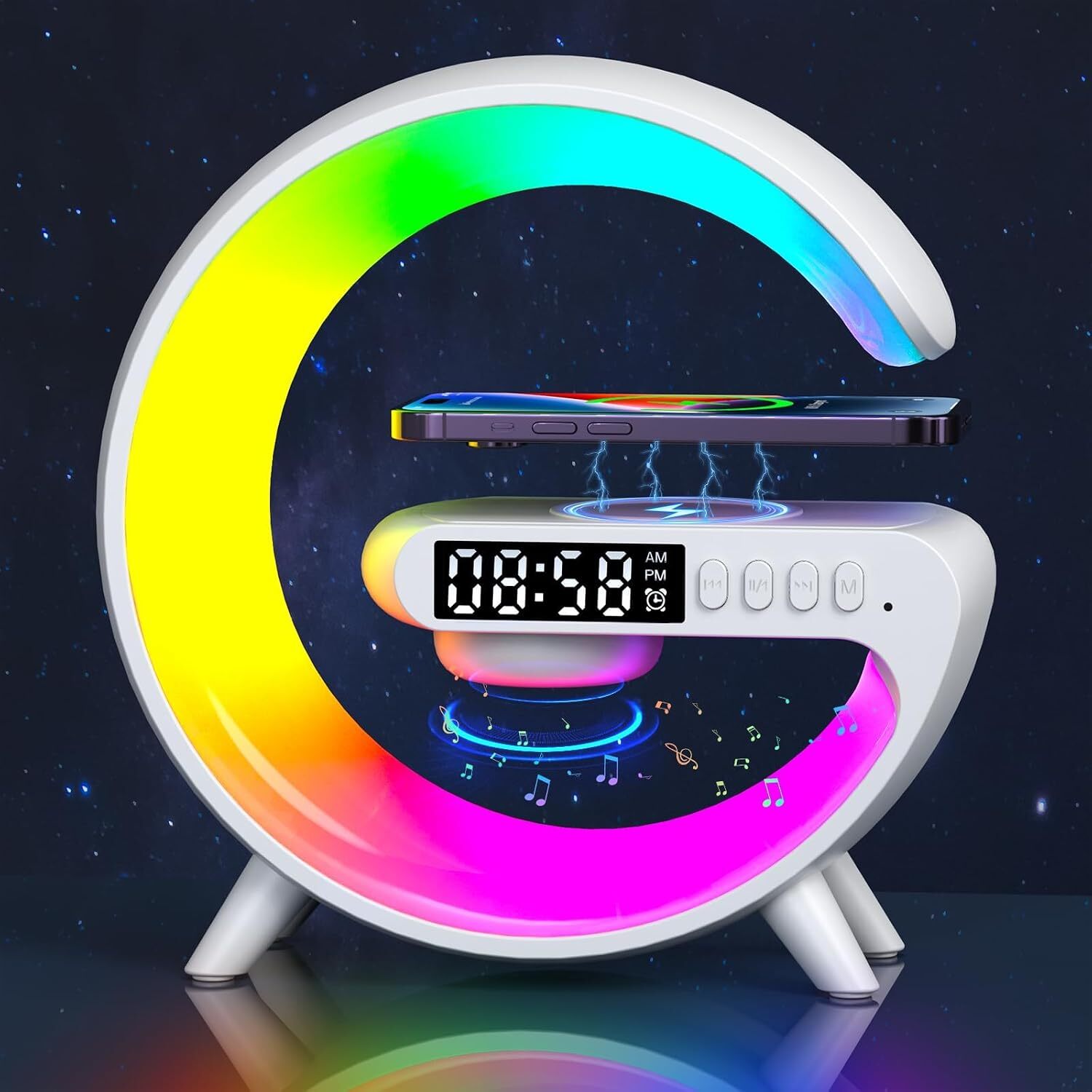  اسپیکر بلوتوثی و چراغ خواب Domigard Machined G RGB با شارژر وایرلس ۱۵ وات 