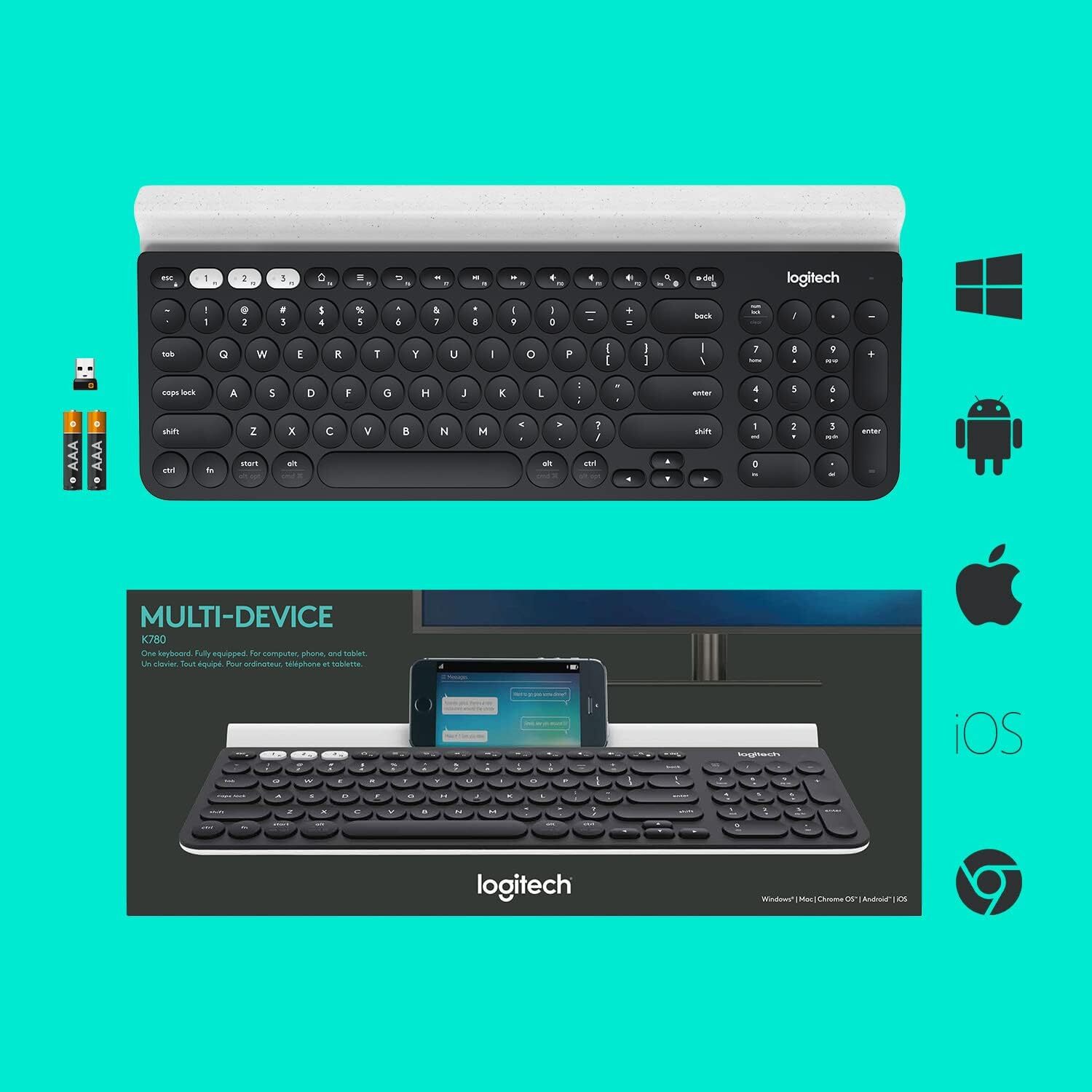  خرید،قیمت و مشخصات کیبورد بلوتوثی و دانگل دار لاجیتک K780 | لاکچری لپ تاپ 