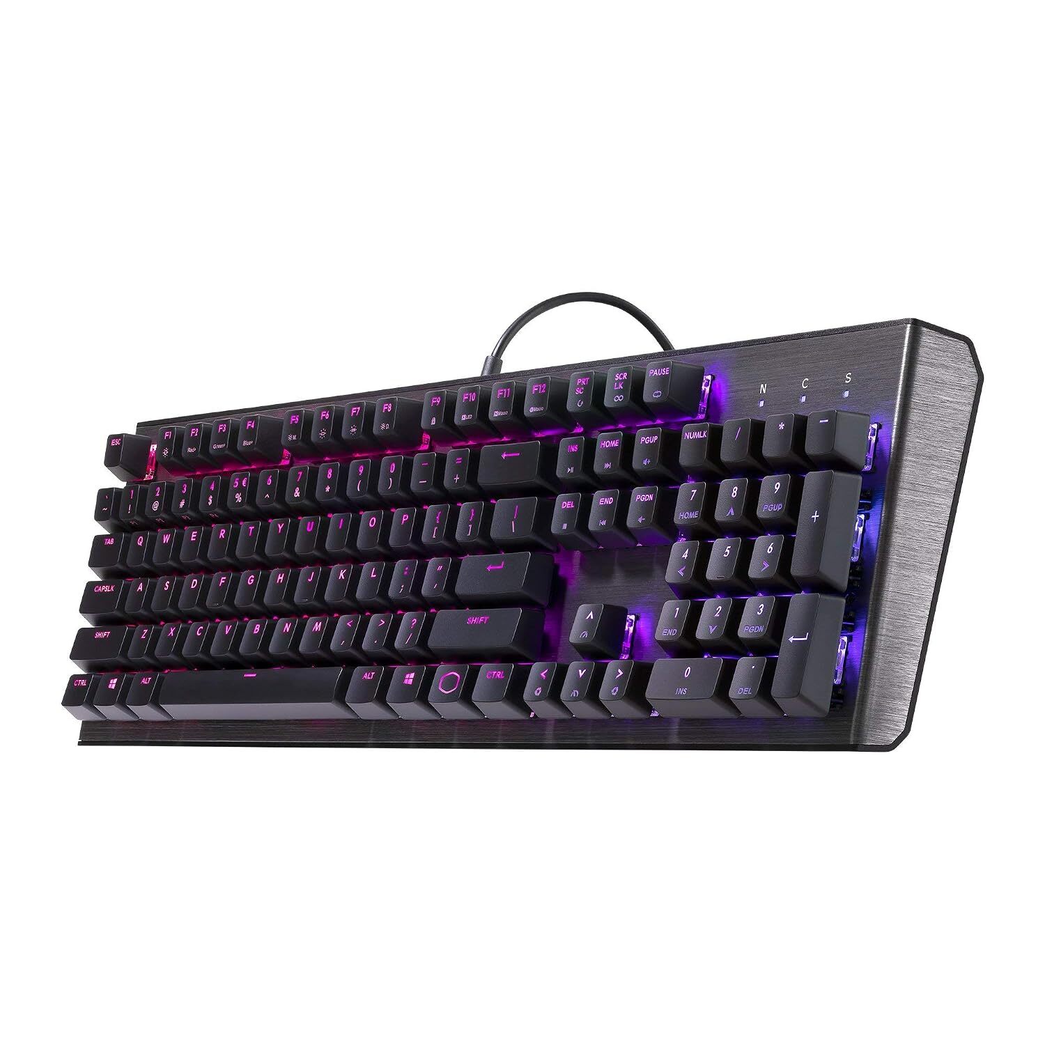  نمای نزدیک از کلیدکپ‌های شناور و طراحی مینیمال کیبورد مکانیکال Cooler Master CK550 با صفحه آلومینیومی 