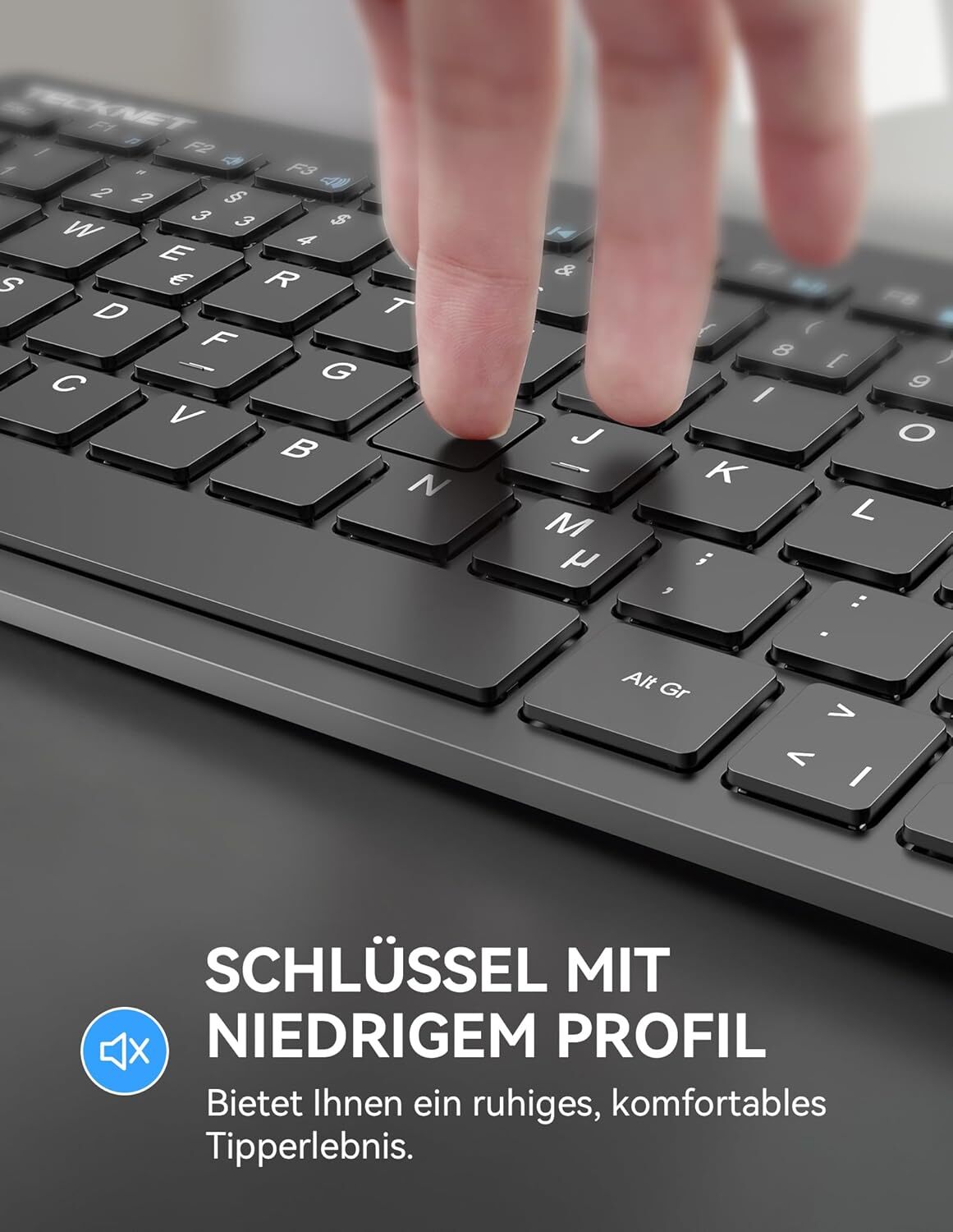  کلیدهای کم‌صدا کیبورد بی‌سیم TECKNET مدل X315 