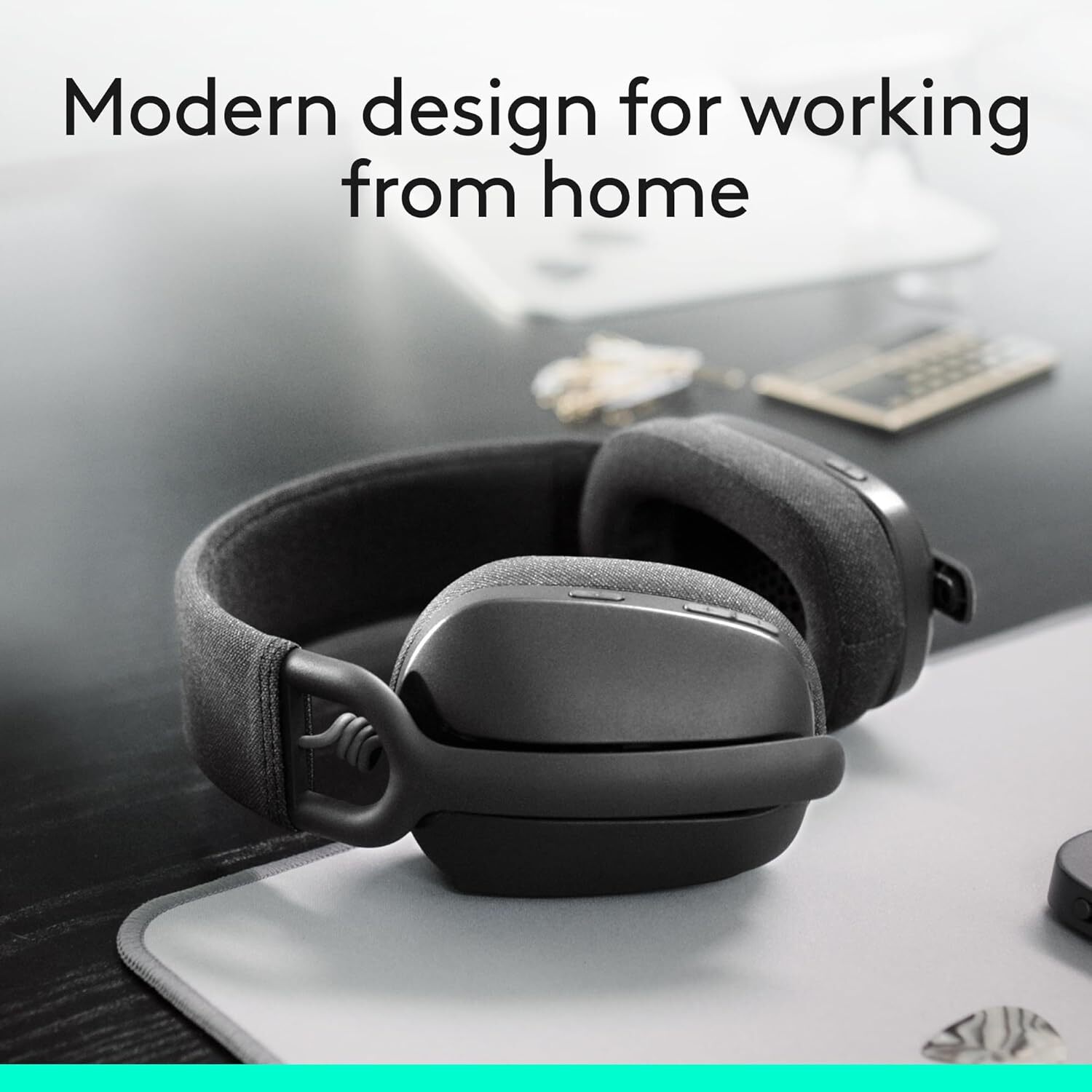 نمای روبروی هدست Logitech Zone Vibe 100 با طراحی سبک و ارگونومیک | لاکچری لپ تاپ 