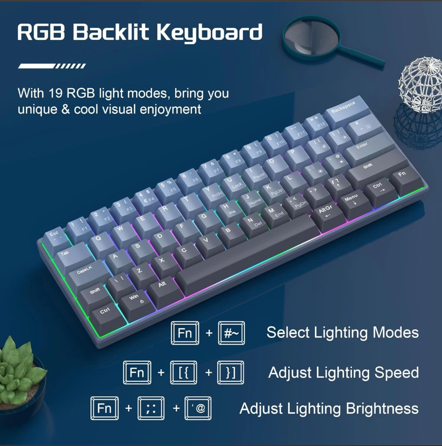  کیبورد MageGee STAR61 با 61 کلید و نورپردازی RGB قابل تنظیم 