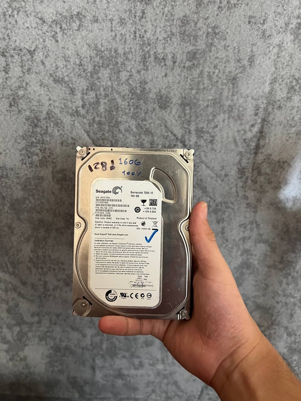 هارد اینترنال 160 گیگابایت سیگیت Seagate Barracuda 7200.12 کارکرد 128 روز سلامت 100
