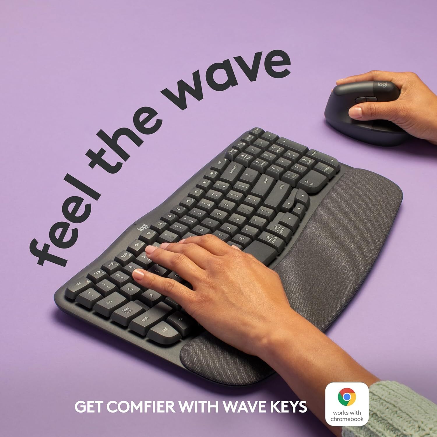 کیبورد بی سیم لاجیتک مدل Wave Keys ارگونومیک | لاکچری لپ تاپ