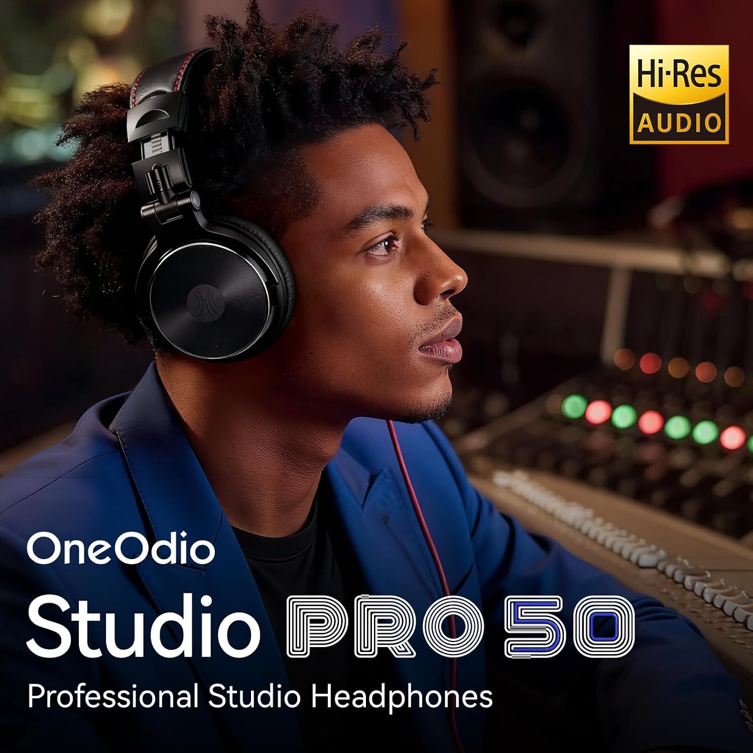 نمای روبهروی هدفون OneOdio Studio Pro 50 مناسب دیجی و شنیدن دقیق موسیقی