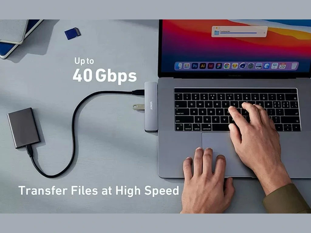 قیمت هاب type c برند ANKER مدل A8371 هفت پورت برای مک بوک 