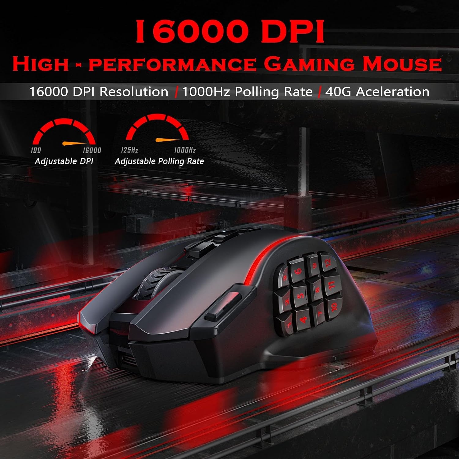  ماوس گیمینگ ردراگون M901P-KS با نورپردازی RGB و جلوه‌های نوری رنگارنگ 