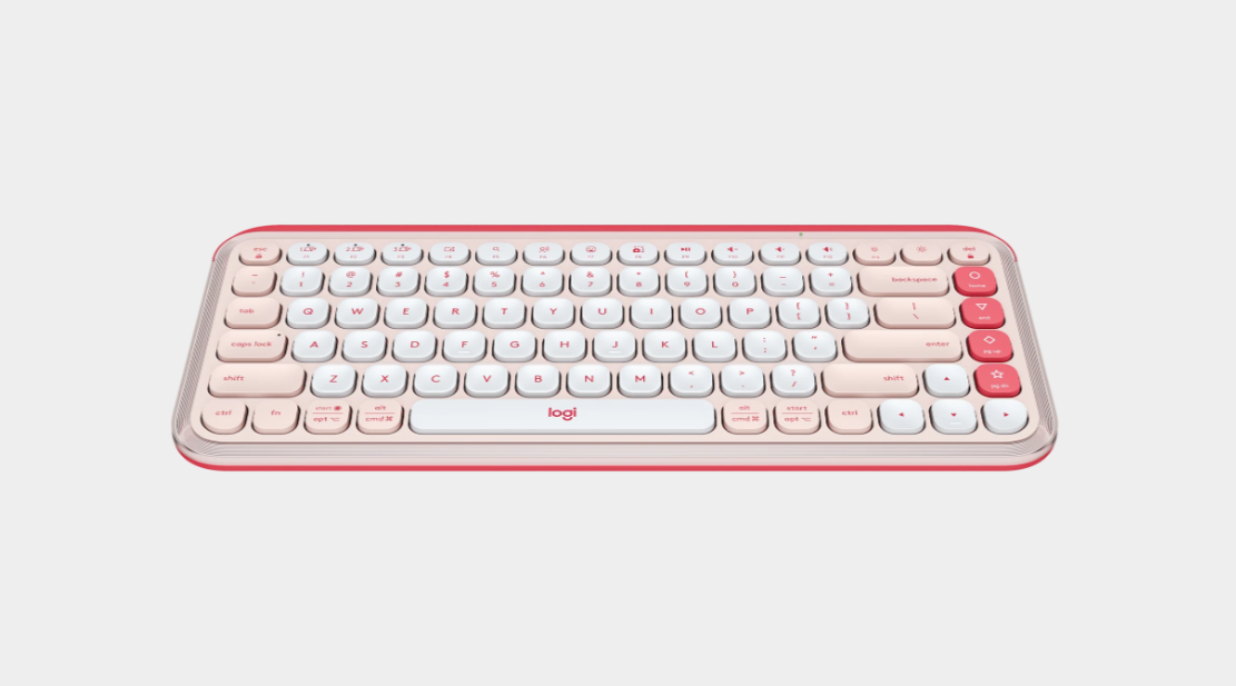  جعبه و محتویات کیبورد بی‌سیم Logitech POP Icon Keys صورتی 