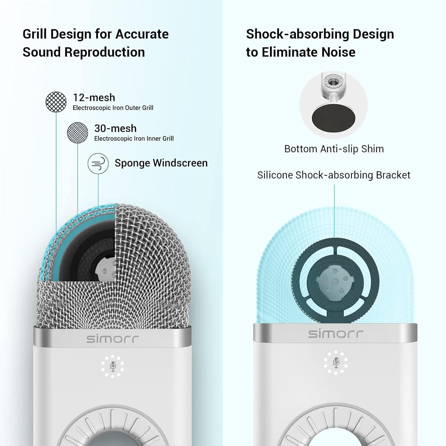  خرید و قیمت میکروفون Simorr Wave U1 رنگ سفید | لاکچری لپ تاپ 